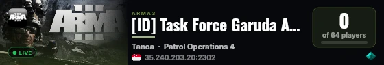 [ID] Task Force Garuda Arma 3 Milsim Server live status badge