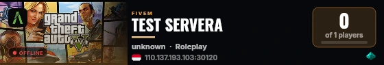 TEST SERVERA live status badge
