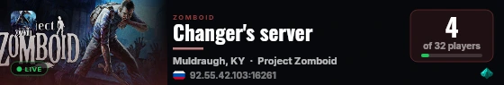 Changer's server live status badge
