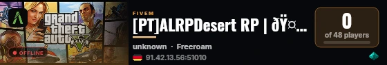 [PT]ALRPDesert RP | ðŸ¤ Roleplay | ðŸ’¸ 25K Inicial | ðŸ’¼ Empregos Legais |ðŸ”« Gangs & Mafias | ðŸŒ  Scripts Ãºnicos  |  ðŸŽ‰ Novo sistema de drogas | ðŸ’¬ discord.gg/BP8BzQaYVh live status badge