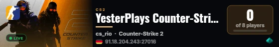 YesterPlays Counter-Strike 2 Server live status badge