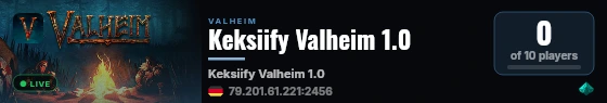 Keksiify Valheim 1.0 live status badge