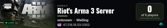 Riot's Arma 3 Server live status badge