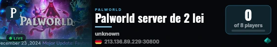 Palworld server de 2 lei live status badge