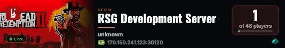 RSG Development Server live status badge