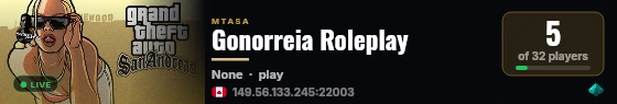 Gonorreia Roleplay live status badge