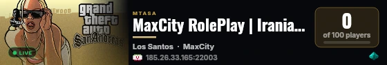MaxCity RolePlay | Iranian RolePlay Server live status badge