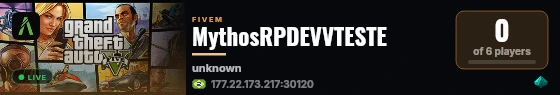 MythosRPDEVVTESTE live status badge