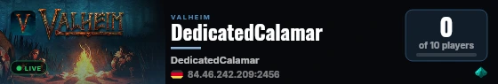 DedicatedCalamar live status badge