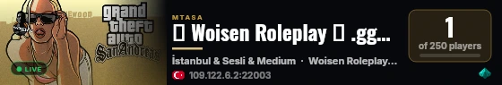 ✻ Woisen Roleplay ⚝ .gg/woisenroleplay ⚝ Sesli/Yazılı live status badge