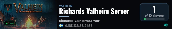 Richards Valheim Server live status badge