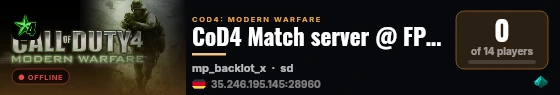 CoD4 Match server @ FPSChallenge.eu live status badge