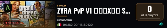 ZYRA PvP V1 ━━↜X↝➔ SOON live status badge