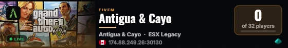 Antigua & Cayo live status badge