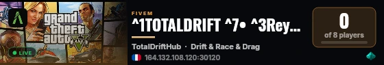 ^1TOTALDRIFT ^7• ^3Reyes de la Calle ^7[DEV] live status badge