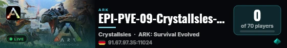 EPI-PVE-09-CrystalIsles-4xXP-Craft-10xTame-30xBreed - (v358.24) live status badge