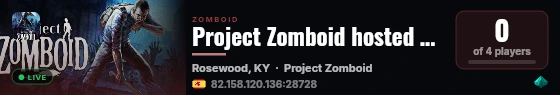 Project Zomboid hosted by gamever.io live status badge