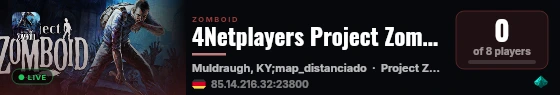 4Netplayers Project Zomboid Server hudzf live status badge