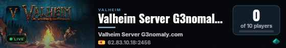 Valheim Server G3nomaly.com live status badge