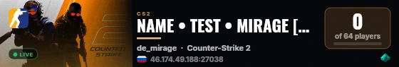 NAME • TEST • MIRAGE [PL] live status badge