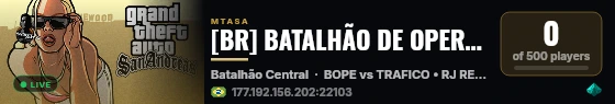 [BR] BATALHÃO DE OPERAÇÕES ESPECIAIS (BOPE) vs TRAFICO | RJ REALISTA live status badge