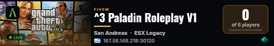 ^3 Paladin Roleplay V1 live status badge