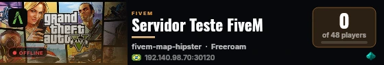 Servidor Teste FiveM live status badge