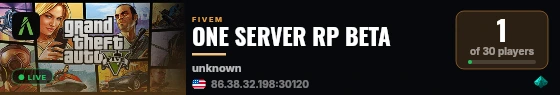 ONE SERVER RP BETA live status badge