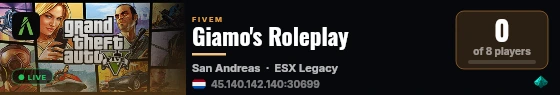 Giamo's Roleplay live status badge