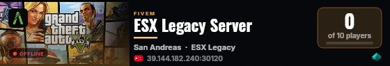 ESX Legacy Server live status badge