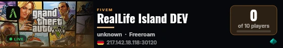 RealLife Island DEV live status badge