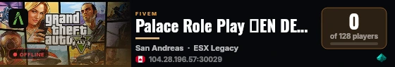 Palace Role Play ⌠EN DEV⌡ live status badge