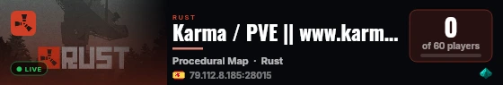 Karma / PVE || www.karmahub.es || live status badge