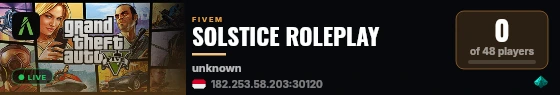 [QBCore Framework] SOLSTICE ROLEPLAY live status badge