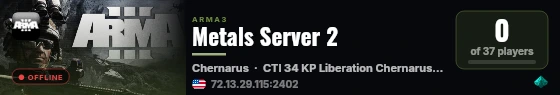 Metals Server 2 live status badge