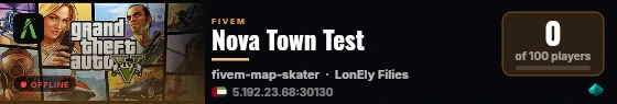 Nova Town Test live status badge