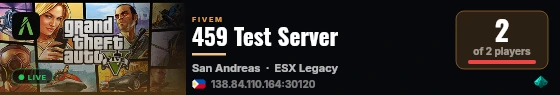 459 Test Server live status badge