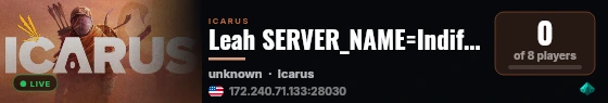 Leah SERVER_NAME=Indifferent Broccoli Icarus Server Jonah live status badge