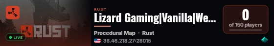 Lizard Gaming|Vanilla|Weekly live status badge