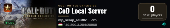 CoD Local Server live status badge