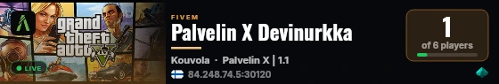 Palvelin X Devinurkka live status badge