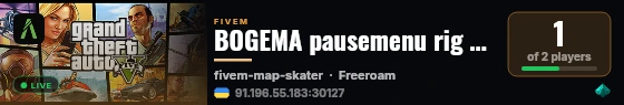 BOGEMA pausemenu rig (dev) live status badge
