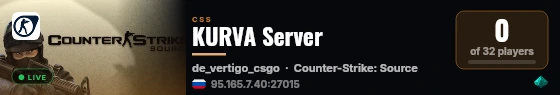 KURVA Server live status badge