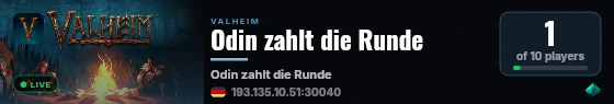 Odin zahlt die Runde live status badge