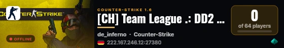 [CH] Team League .: DD2 Public Espanish CS 1.6 Server :. live status badge