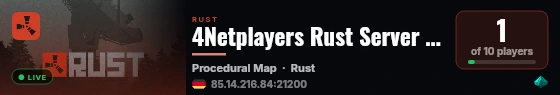4Netplayers Rust Server probe 1 live status badge