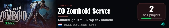 ZQ Zomboid Server live status badge