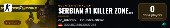 SERBIAN #1 KILLER ZONE #1 DD2 PUBLIC SERVER live status badge
