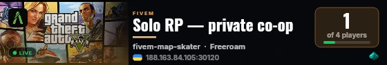 Solo RP — private co-op live status badge