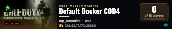 Default Docker COD4 live status badge